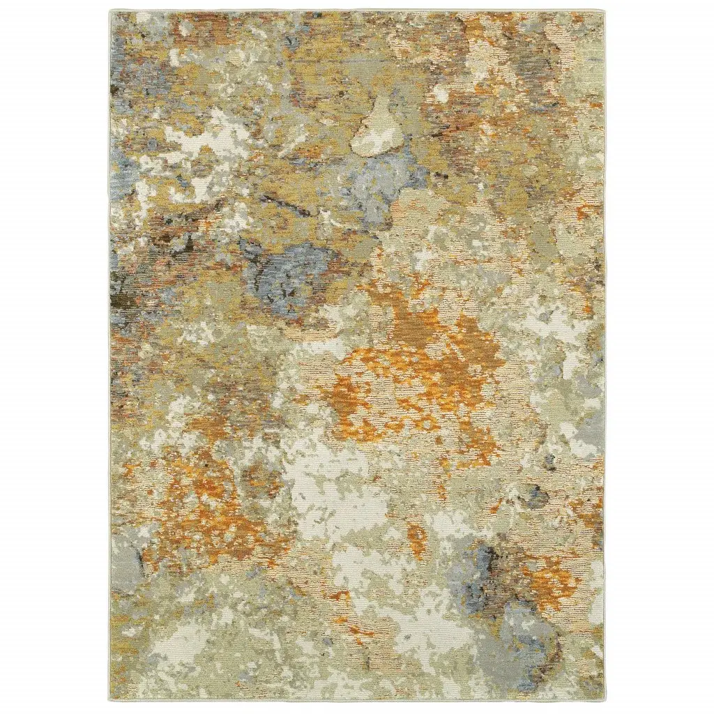 2' X 3' Gold and Ivory Power Loom Area Rug - Image 2
