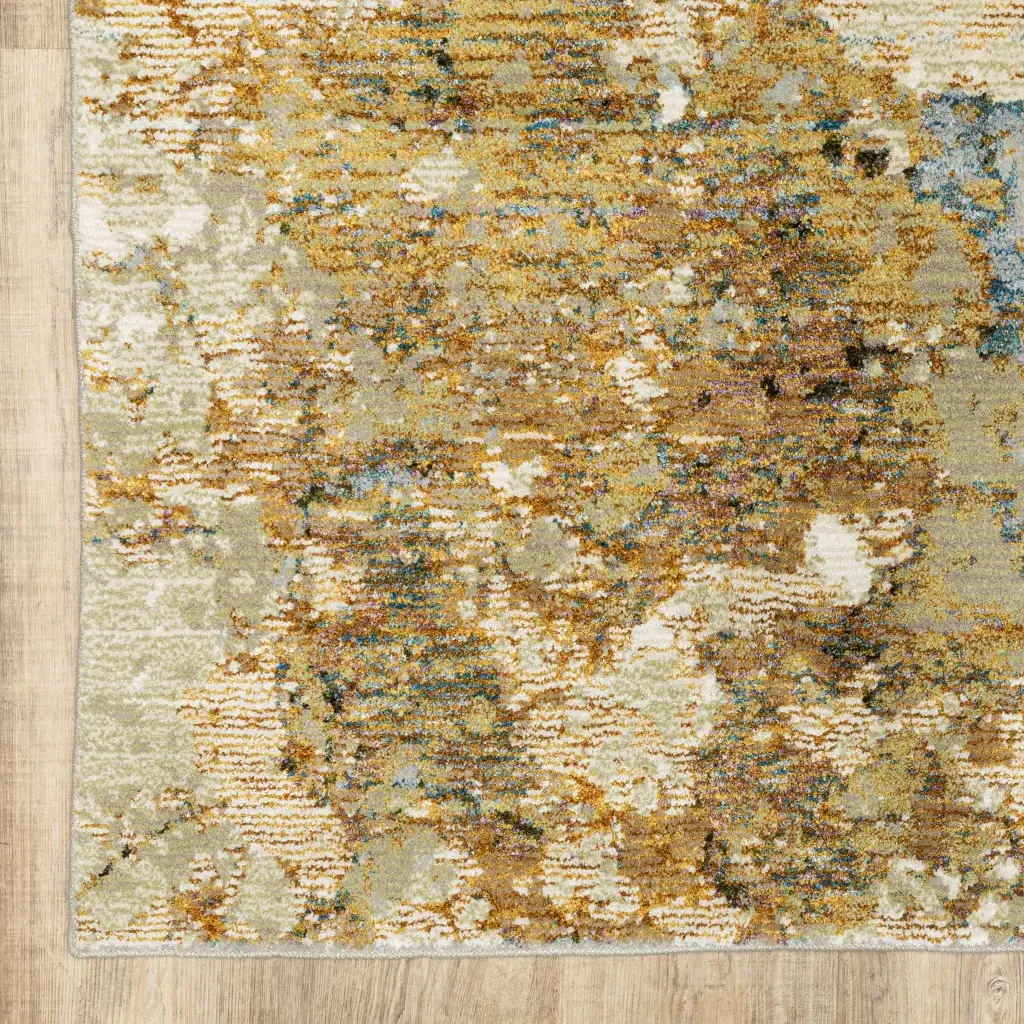 2' X 3' Gold and Ivory Power Loom Area Rug - Image 4