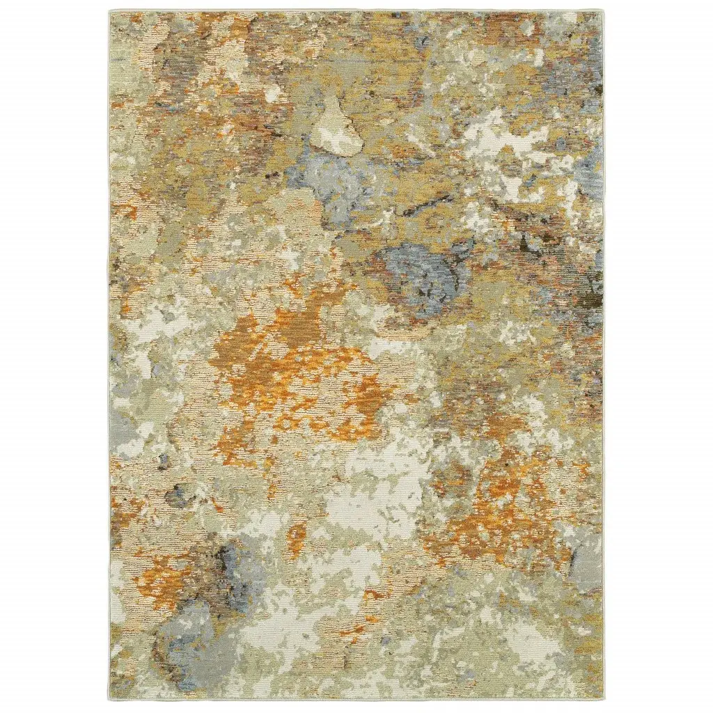 2' X 3' Gold and Ivory Power Loom Area Rug - Image 6