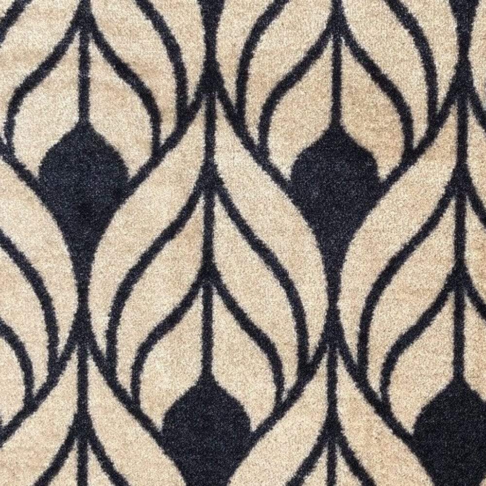 2' X 3' Graphite and Tan Abstract Leaves Washable Floor Mat - Image 4