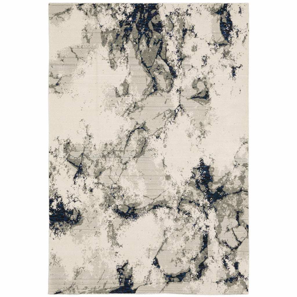 2' X 3' Gray and Black Abstract Power Loom Area Rug