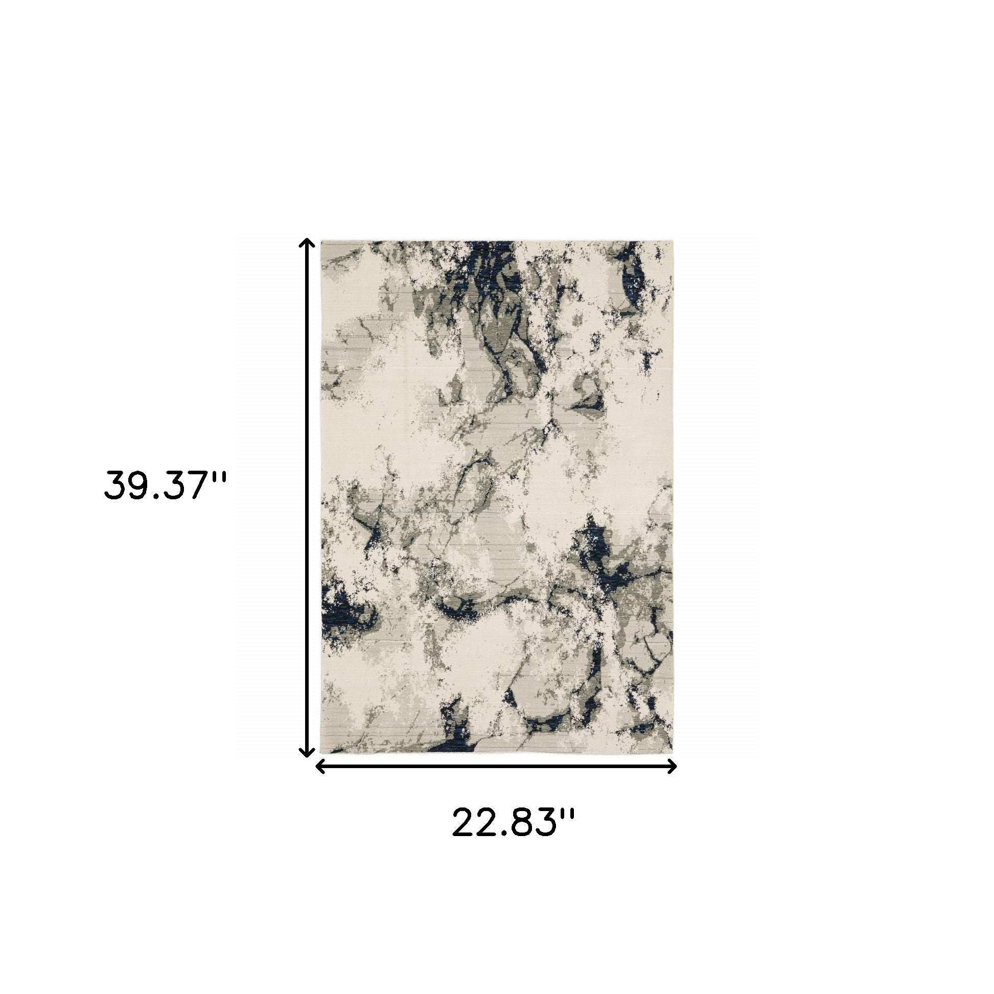 2' X 3' Gray and Black Abstract Power Loom Area Rug - Image 2