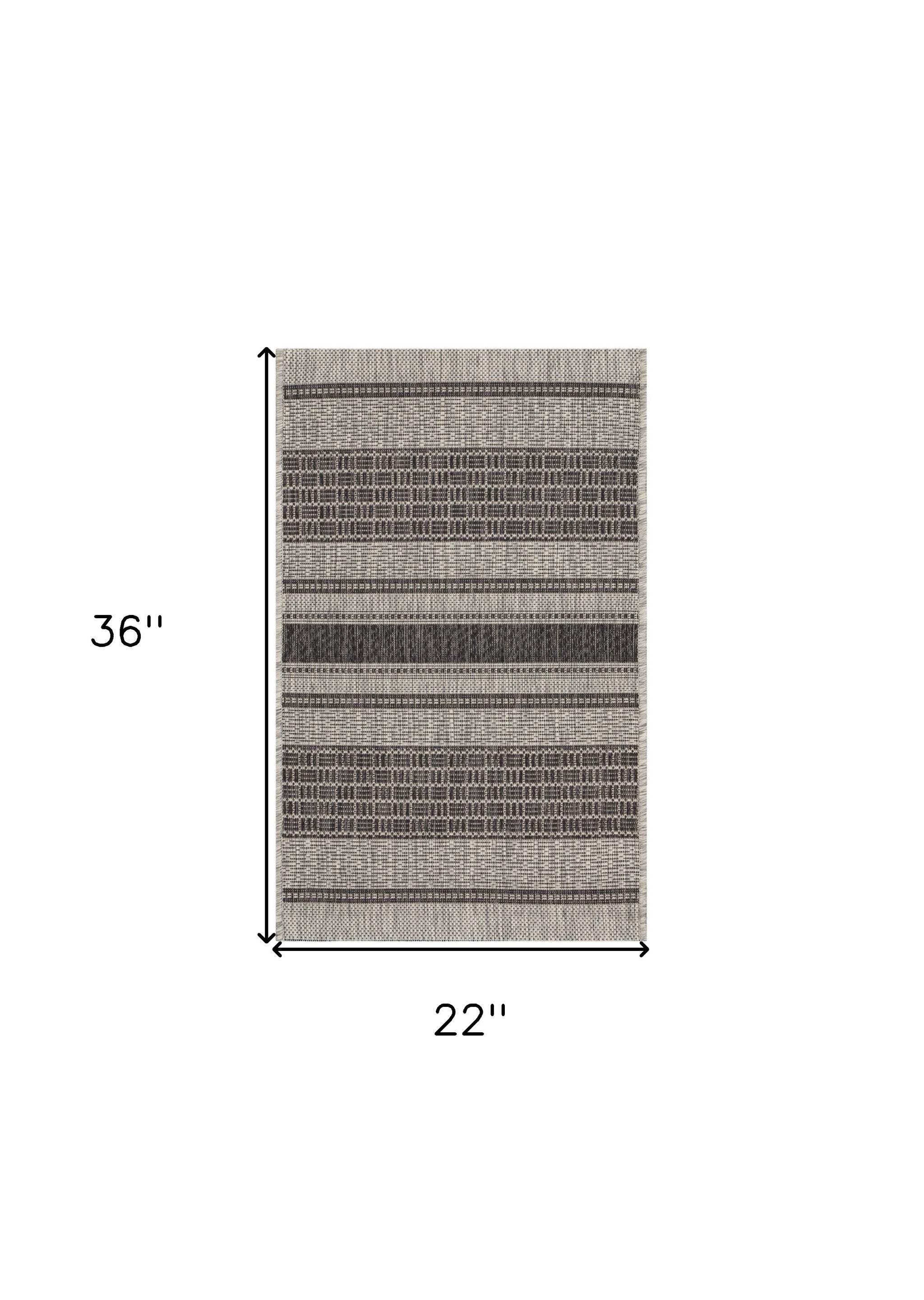 2' X 3' Gray And Black Indoor Outdoor Area Rug - Image 3