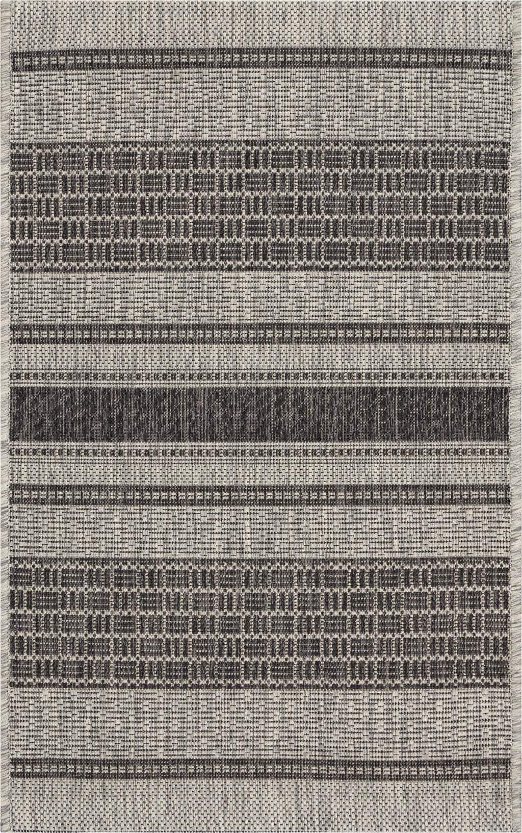 2' X 3' Gray And Black Indoor Outdoor Area Rug - Image 4