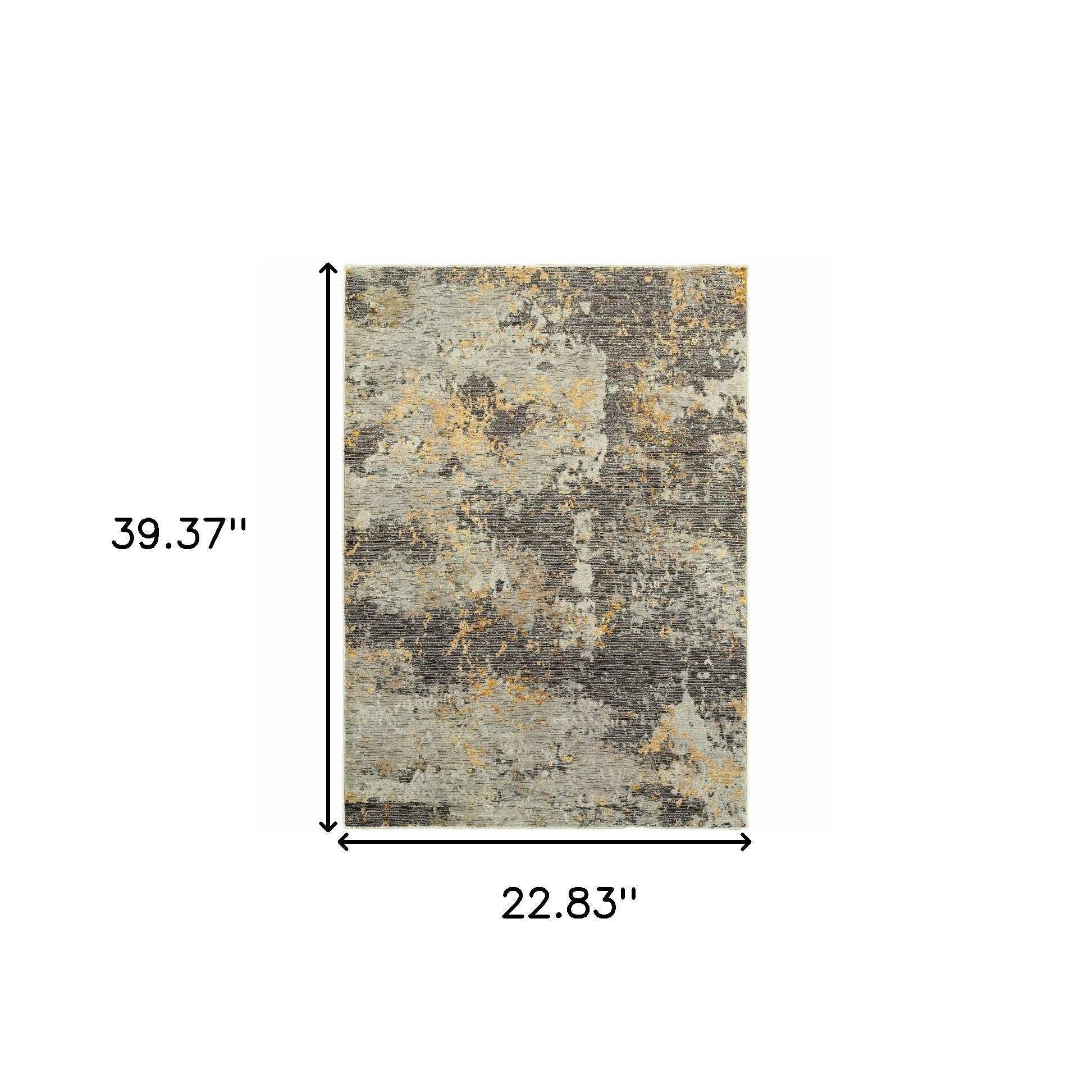 2' X 3' Gray and Ivory Abstract Power Loom Area Rug - Image 2