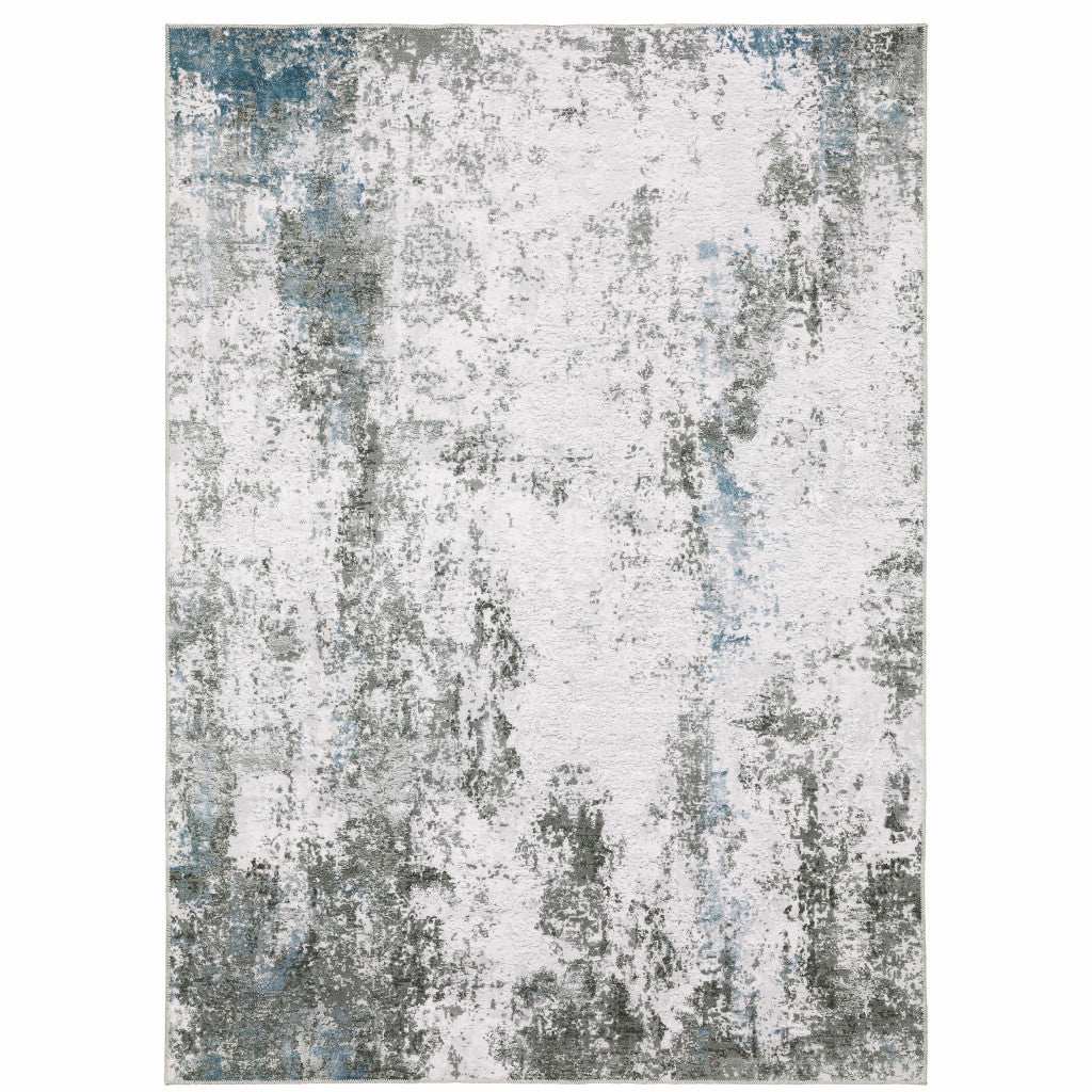 2' X 3' Gray And Ivory Abstract Printed Stain Resistant Non Skid Area Rug - Image 2