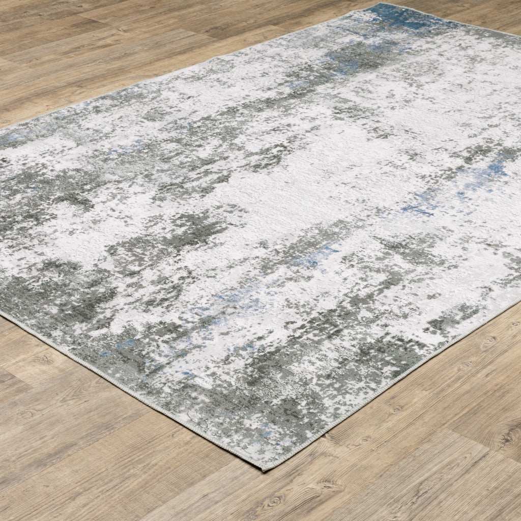 2' X 3' Gray And Ivory Abstract Printed Stain Resistant Non Skid Area Rug - Image 5