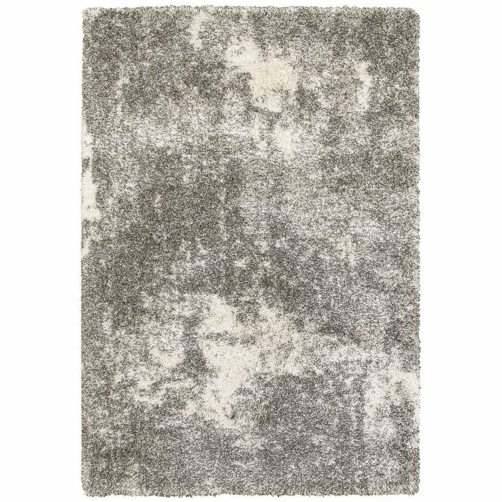 2' X 3' Gray And Ivory Distressed Abstract Scatter Rug - Image 2