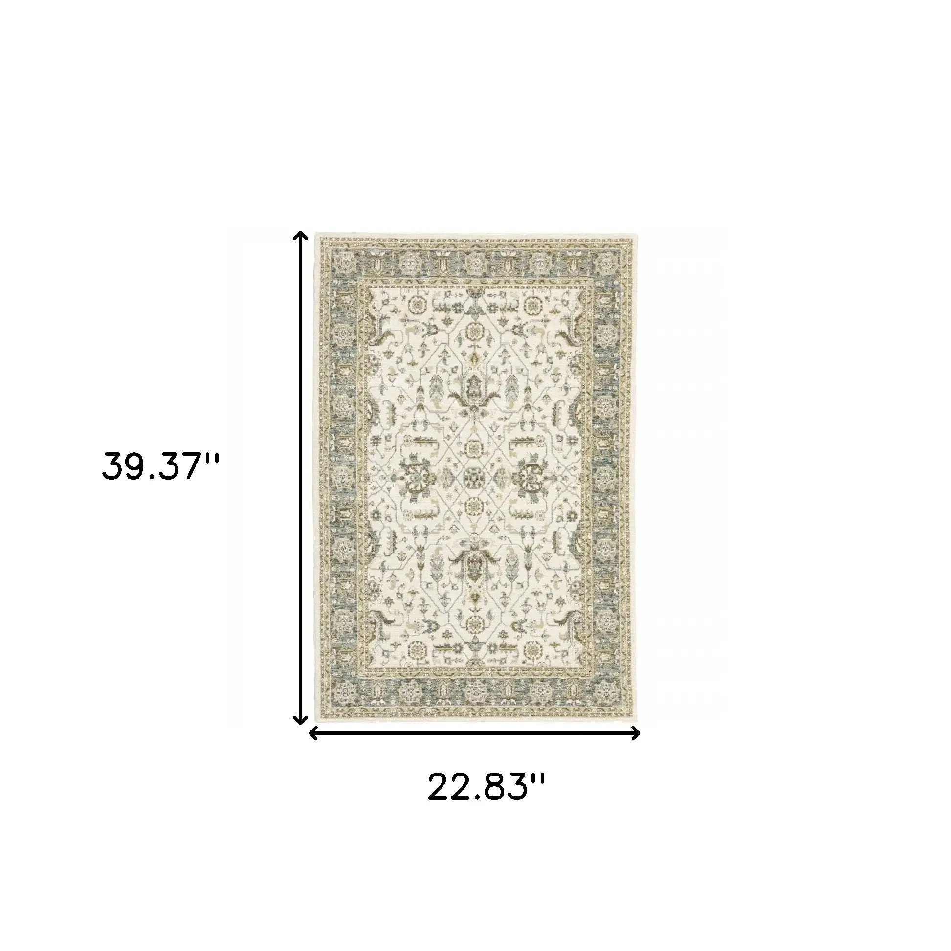 2' X 3' Gray and Ivory Oriental Power Loom Area Rug - Image 3