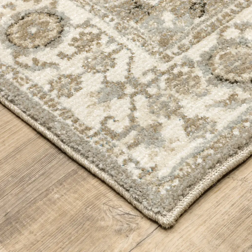 2' X 3' Gray and Ivory Oriental Power Loom Area Rug - Image 3