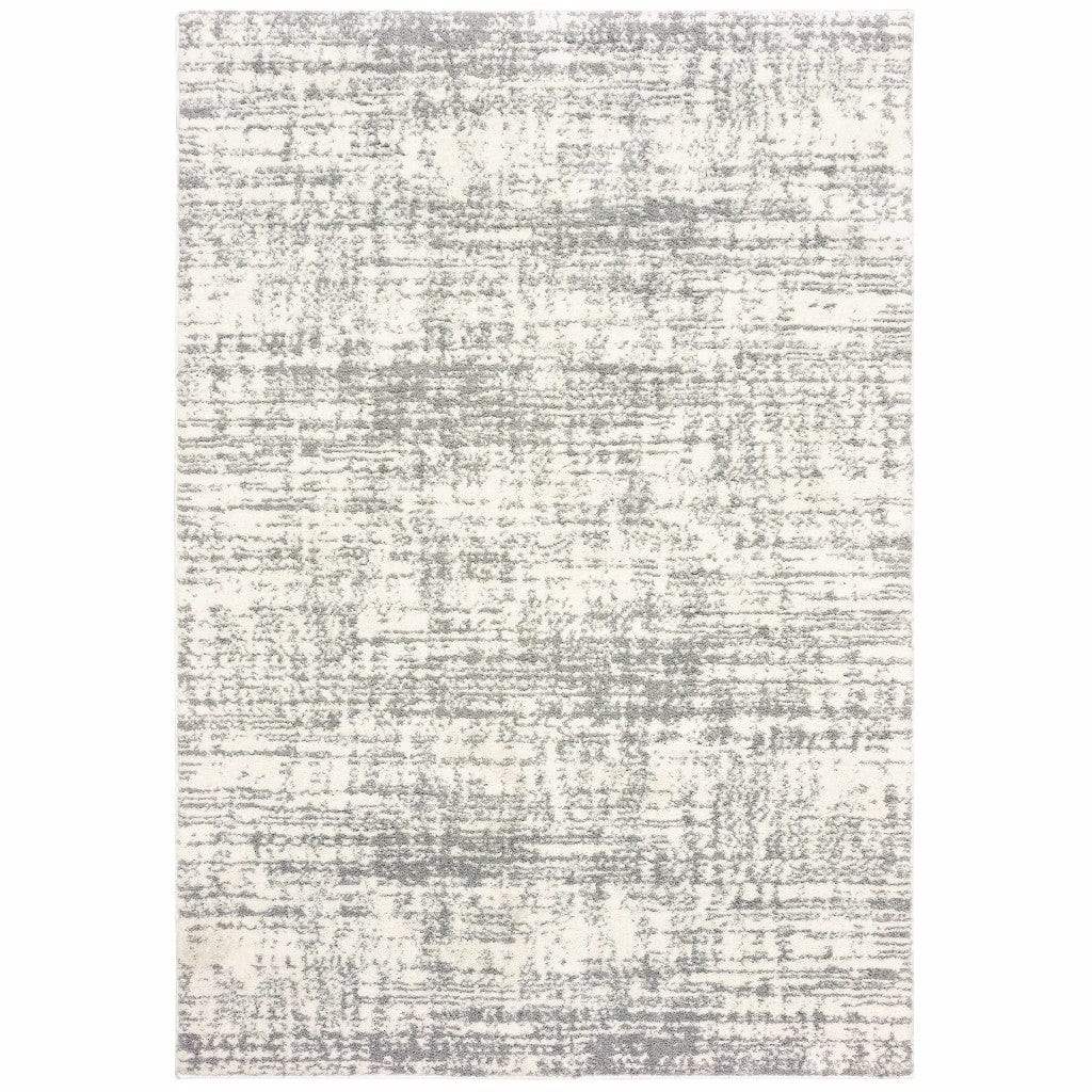 2' X 3' Gray and Ivory Shag Power Loom Area Rug - Image 2