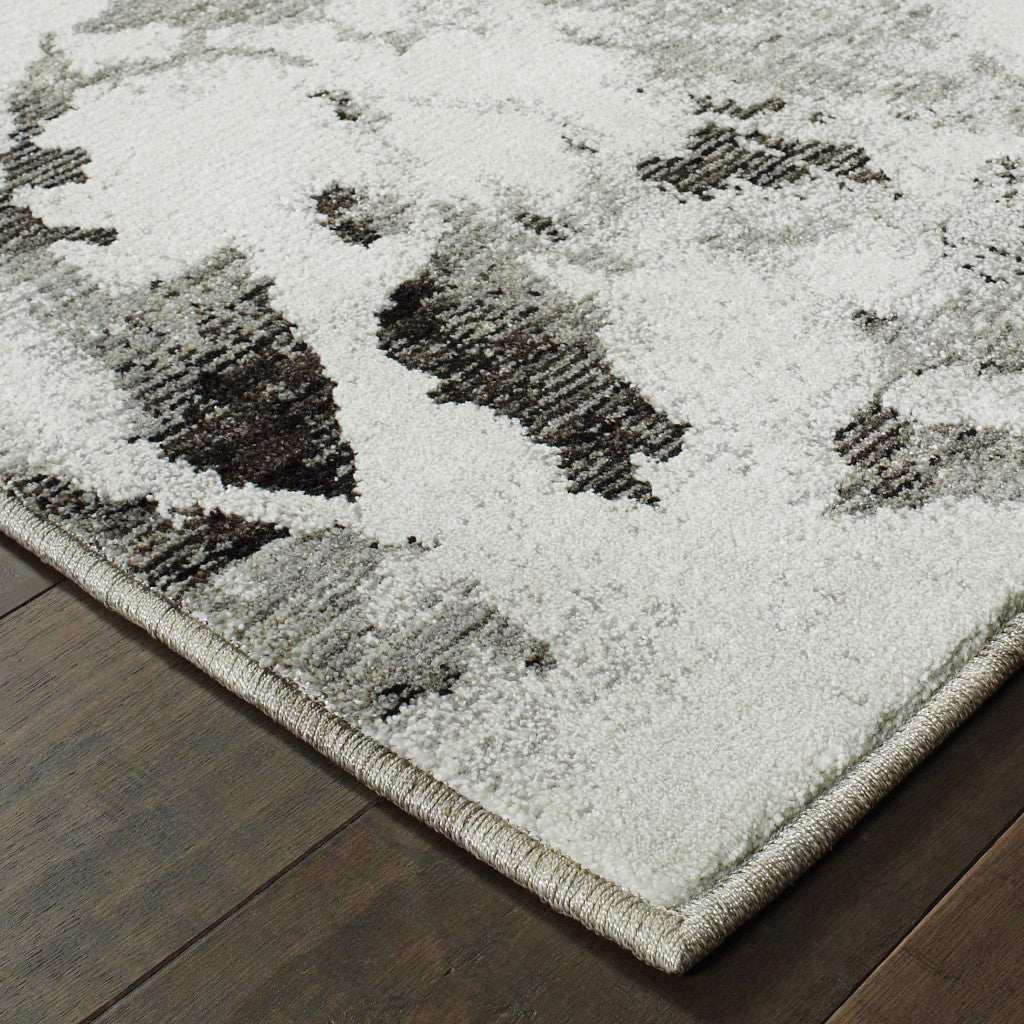 2' X 3' Gray and White Abstract Power Loom Area Rug - Image 4