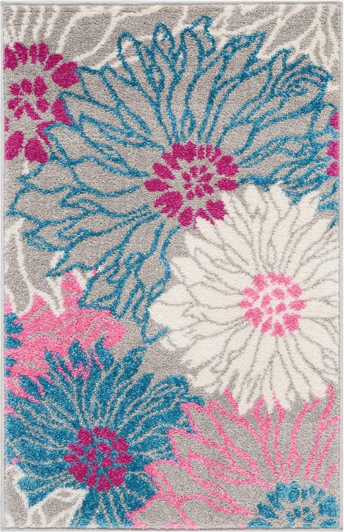 2' X 3' Gray Floral Power Loom Area Rug - Image 2