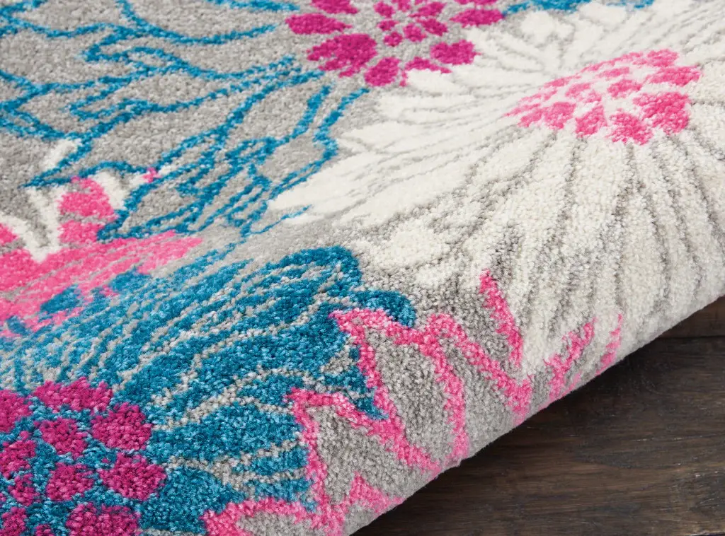 2' X 3' Gray Floral Power Loom Area Rug - Image 5