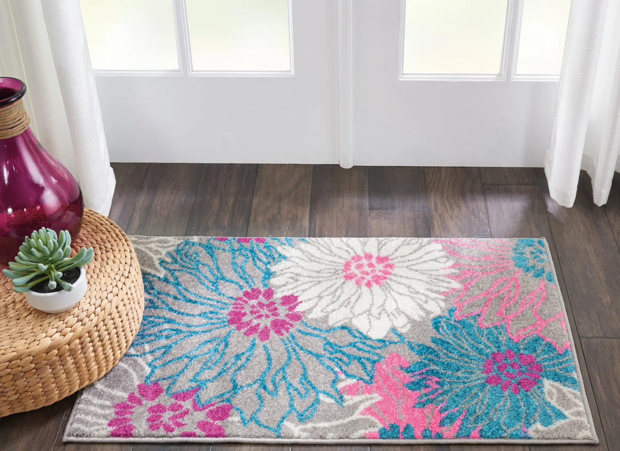 2' X 3' Gray Floral Power Loom Area Rug - Image 6