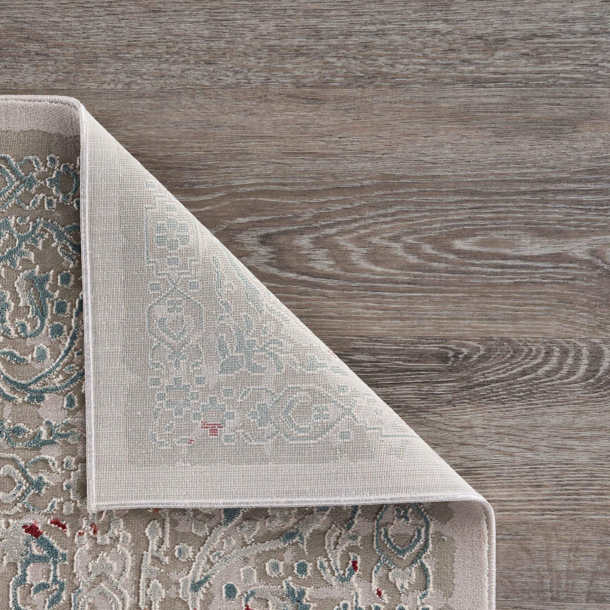 2' X 3' Gray Ivory Slate Blue And Wine Red Abstract Distressed Stain Resistant Area Rug - Image 4