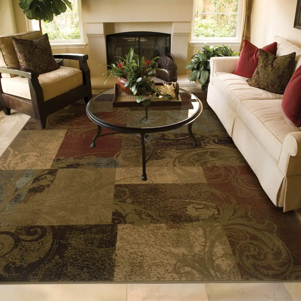 2' X 3' Green And Red Geometric Power Loom Stain Resistant Area Rug - Image 2