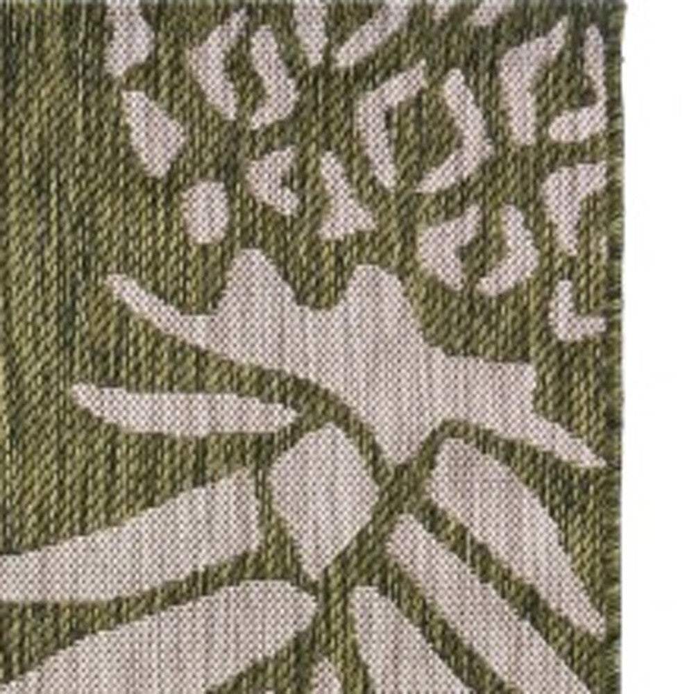 2' X 3' Green Floral Indoor Outdoor Area Rug - Image 3