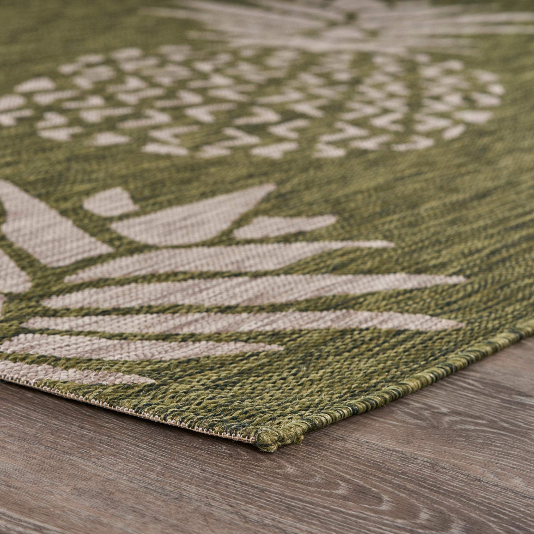 2' X 3' Green Floral Indoor Outdoor Area Rug - Image 4