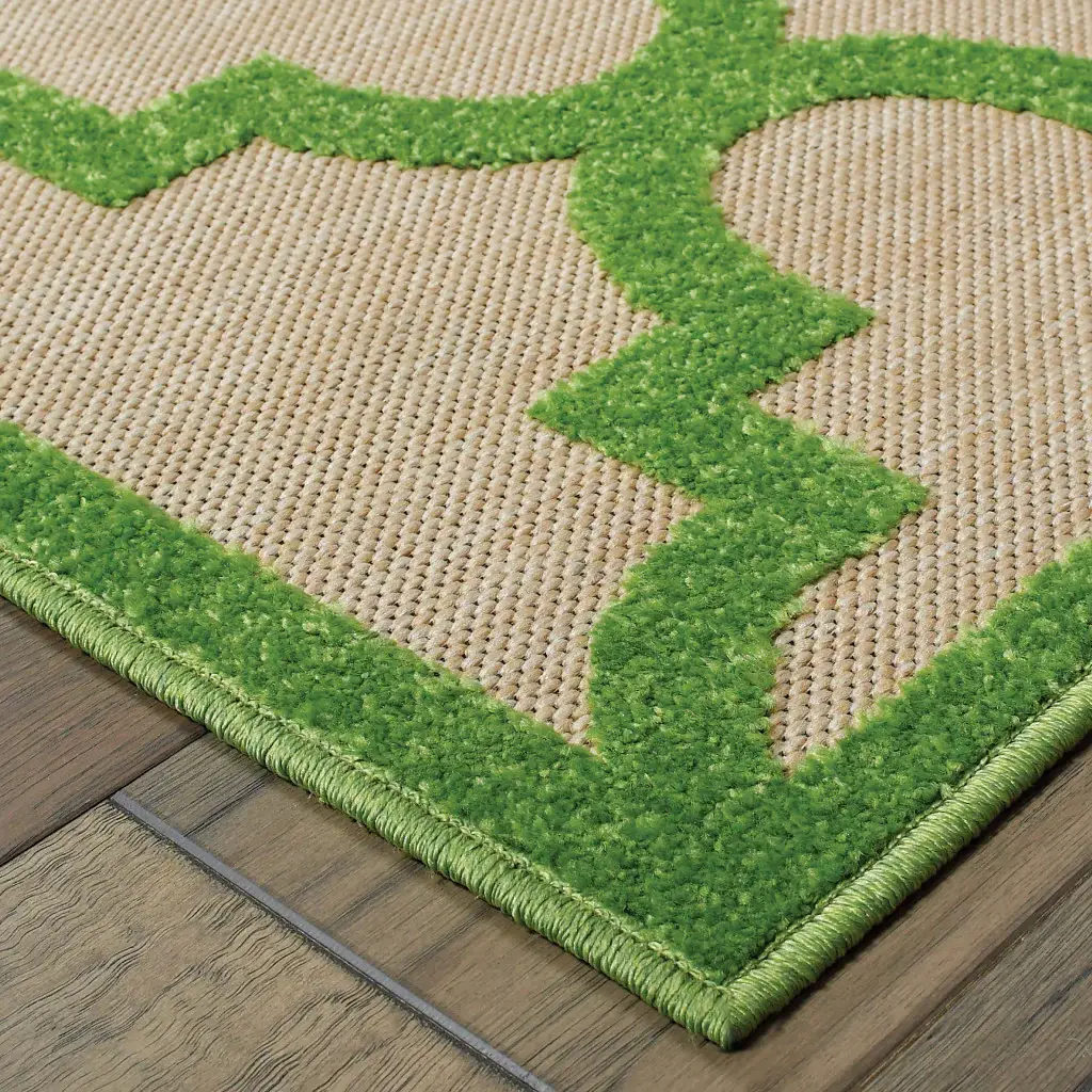 2' X 3' Green Geometric Stain Resistant Indoor Outdoor Area Rug - Image 3