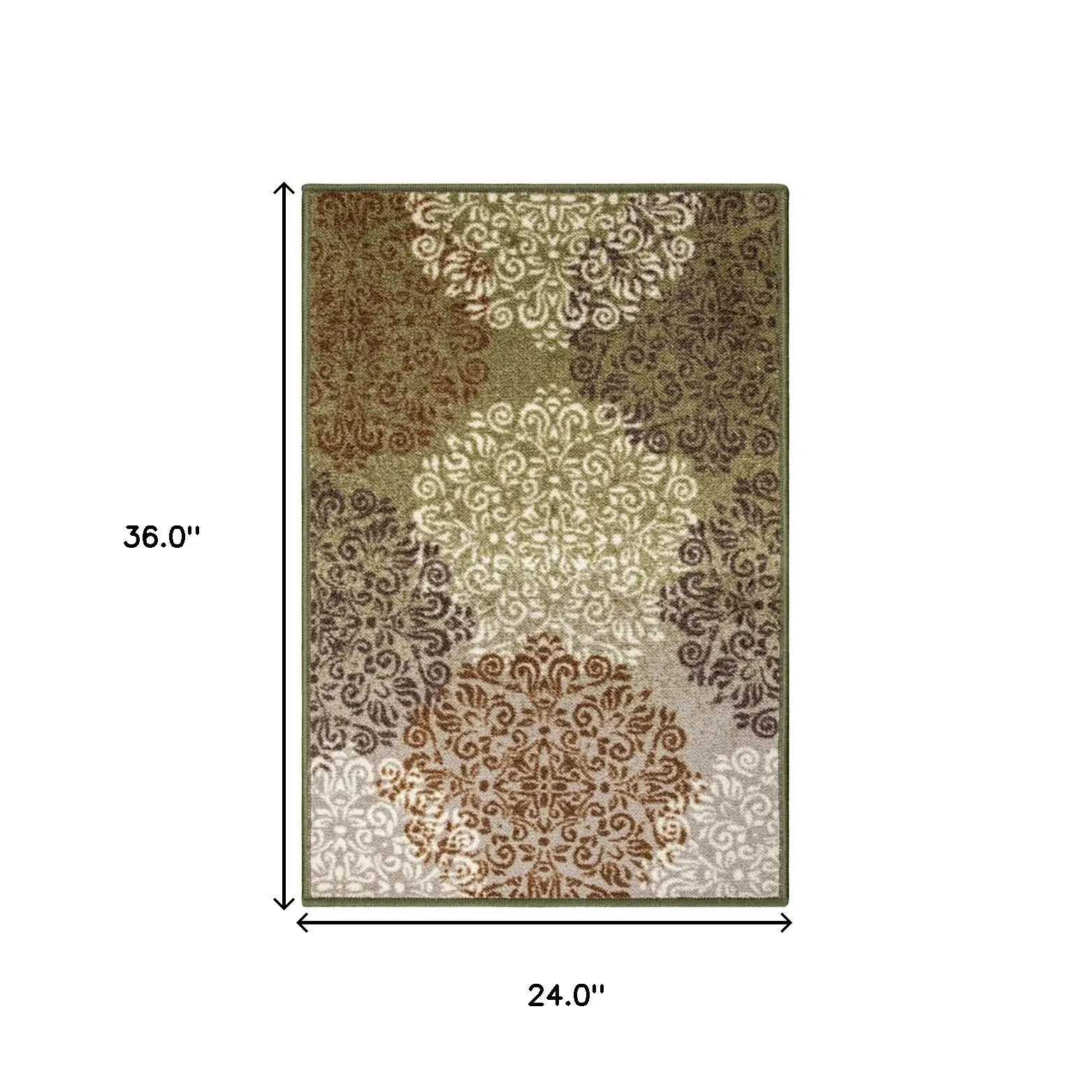 2' X 3' Greens And Browns Floral Power Loom Non Skid Area Rug - Image 4