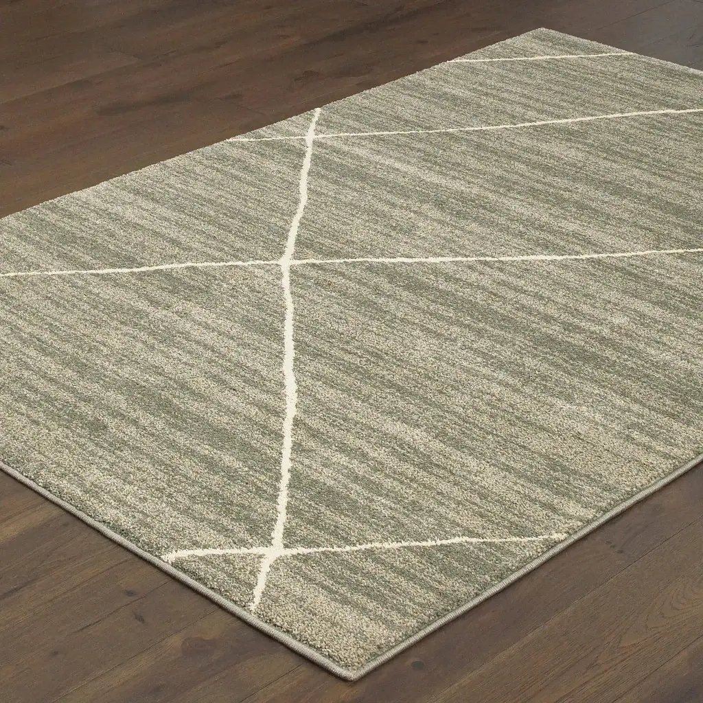 2' X 3' Grey And Ivory Geometric Power Loom Stain Resistant Area Rug - Image 4