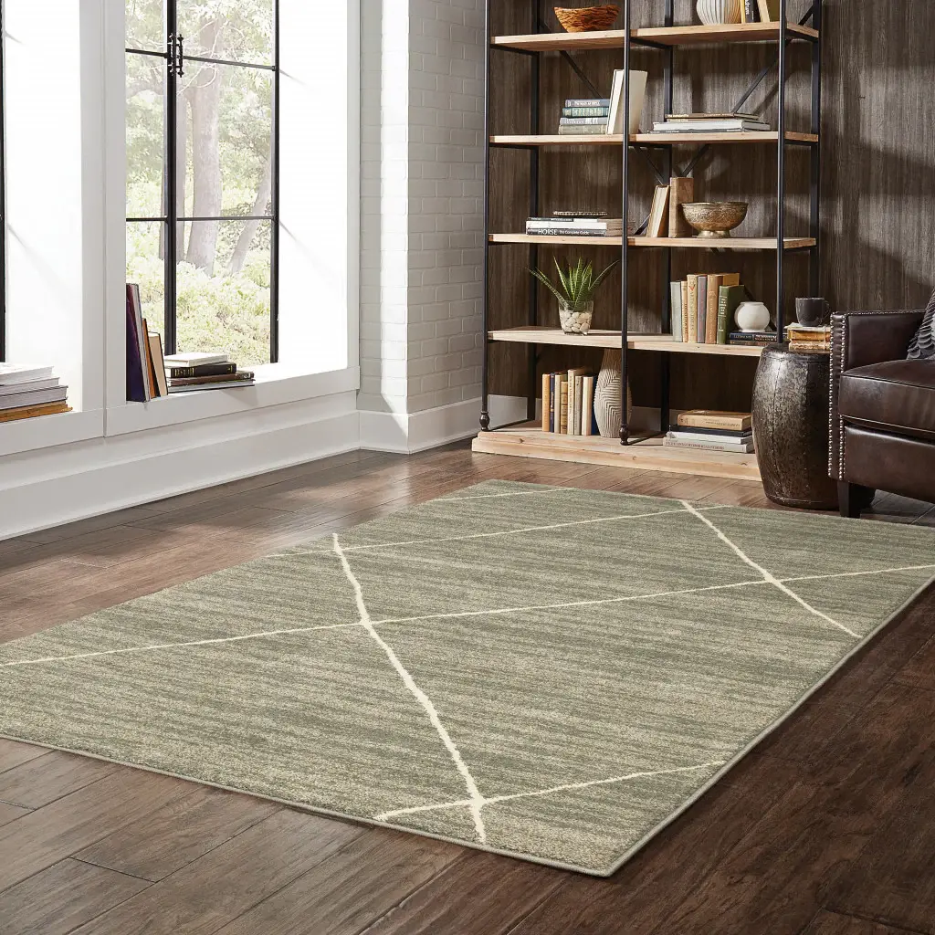 2' X 3' Grey And Ivory Geometric Power Loom Stain Resistant Area Rug - Image 6
