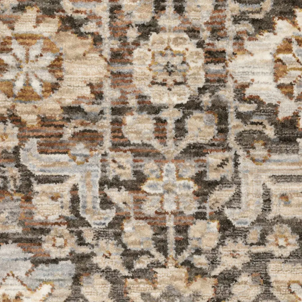2' X 3' Grey And Ivory Oriental Power Loom Stain Resistant Area Rug With Fringe - Image 3