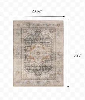2' X 3' Grey Blue Machine Woven Medallion Indoor Area Rug - Image 8
