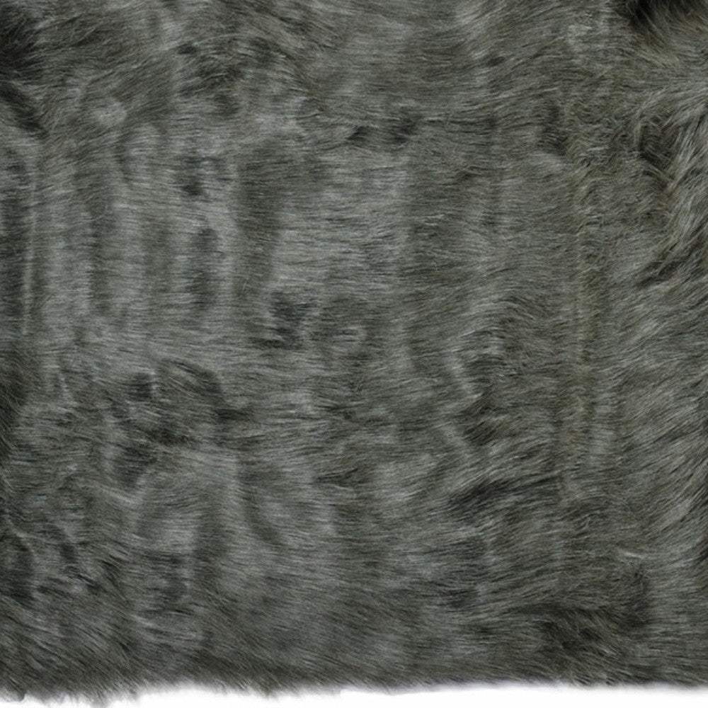 2' X 3' Grey Faux Fur Animal Print Area Rug - Image 4