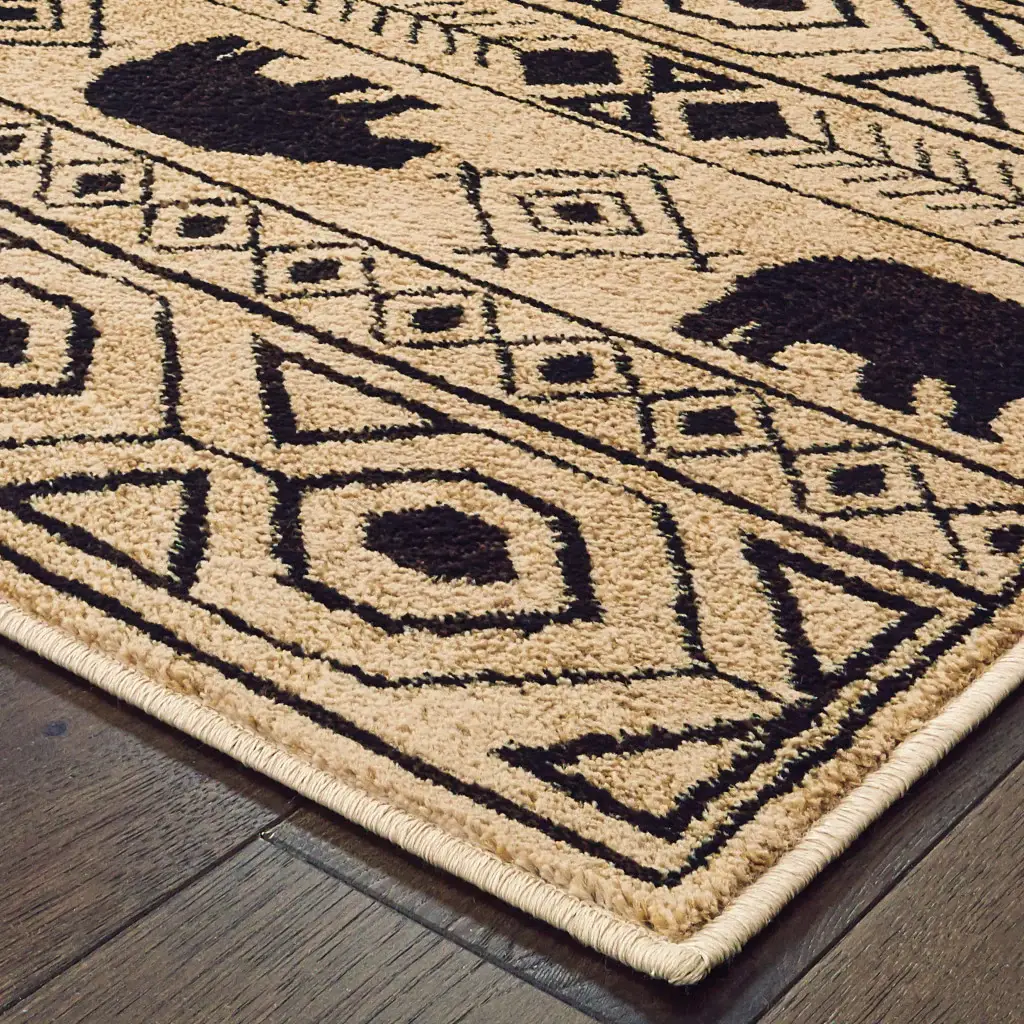 2' X 3' Ivory And Black Southwestern Power Loom Stain Resistant Area Rug - Image 2