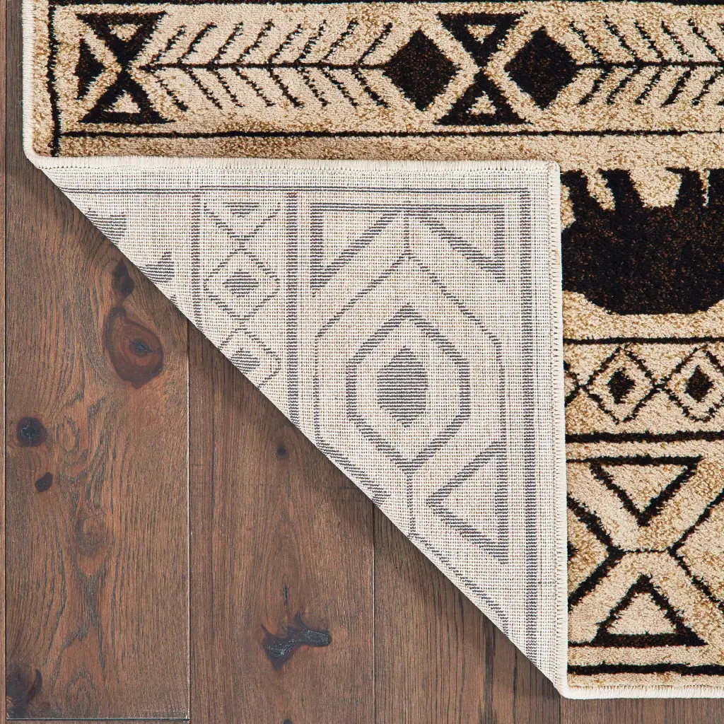 2' X 3' Ivory And Black Southwestern Power Loom Stain Resistant Area Rug - Image 3