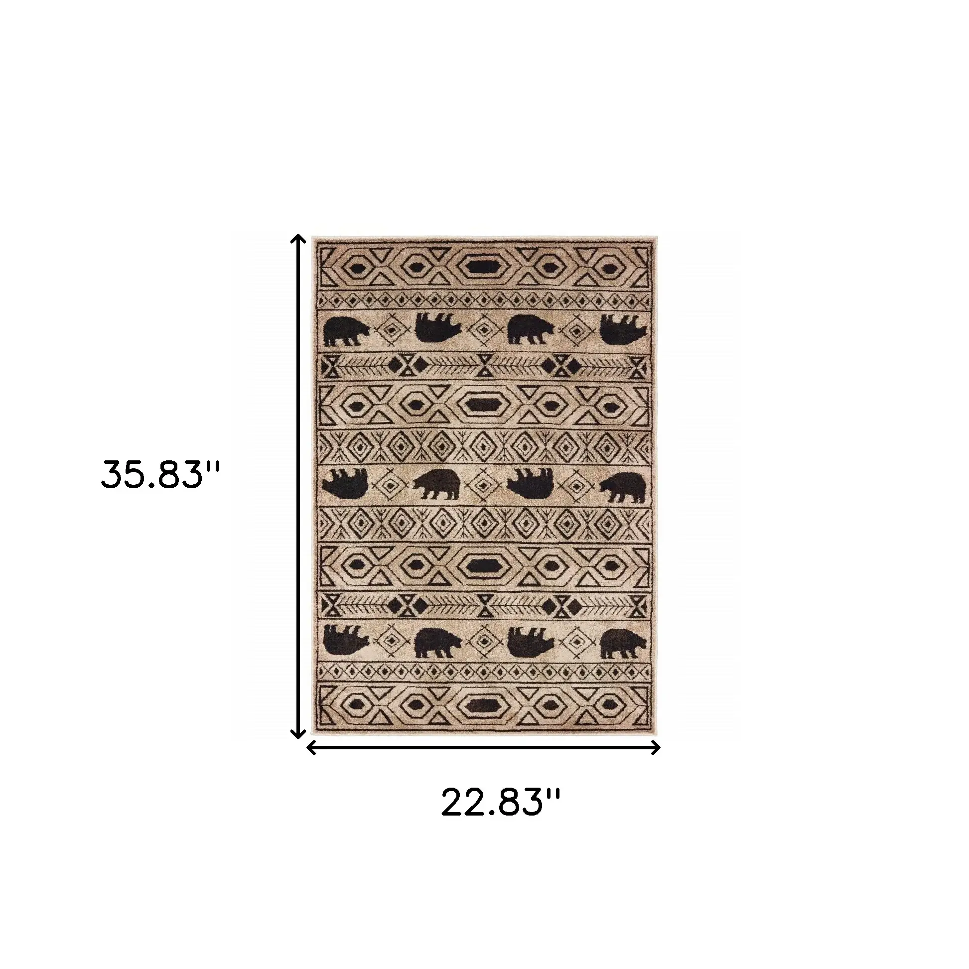 2' X 3' Ivory And Black Southwestern Power Loom Stain Resistant Area Rug - Image 4