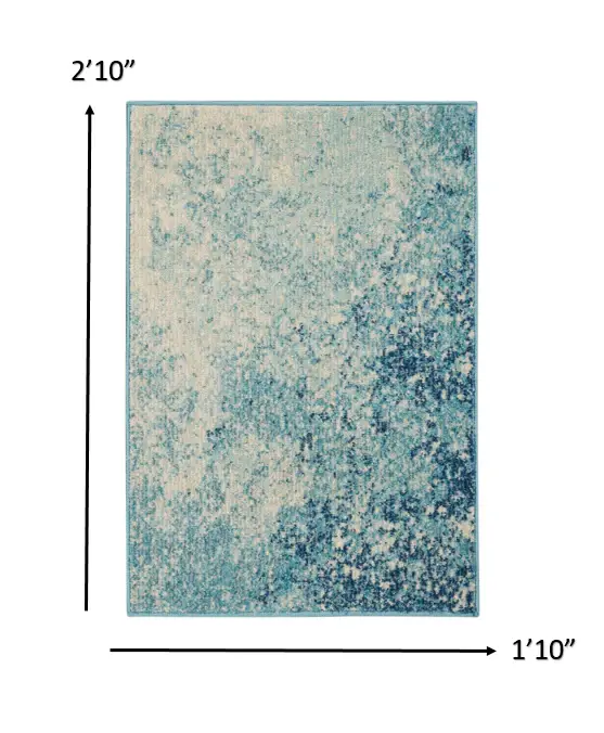 2' X 3' Ivory And Blue Abstract Power Loom Area Rug - Image 2