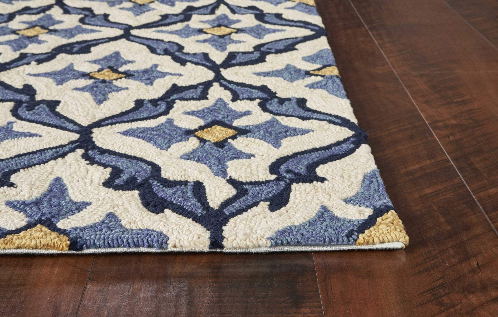 2' X 3' Ivory and Blue Moroccan Handmade Indoor Outdoor Area Rug - Image 5