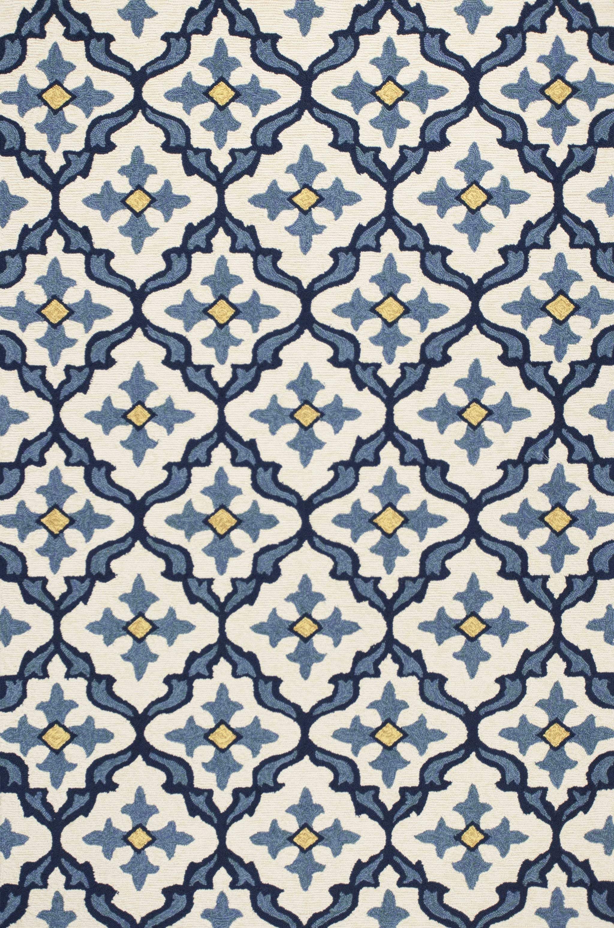 2' X 3' Ivory and Blue Moroccan Handmade Indoor Outdoor Area Rug - Image 7