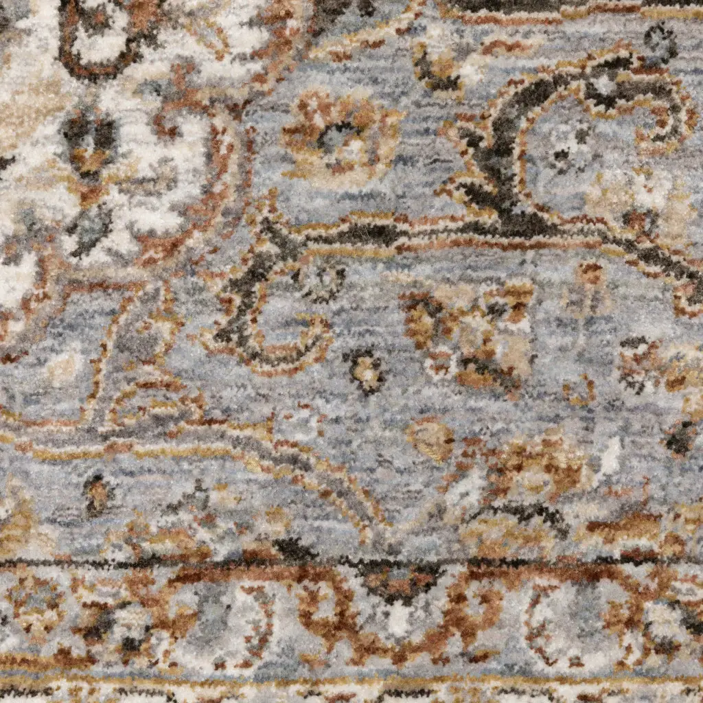 2' X 3' Ivory And Blue Oriental Power Loom Stain Resistant Area Rug With Fringe - Image 2