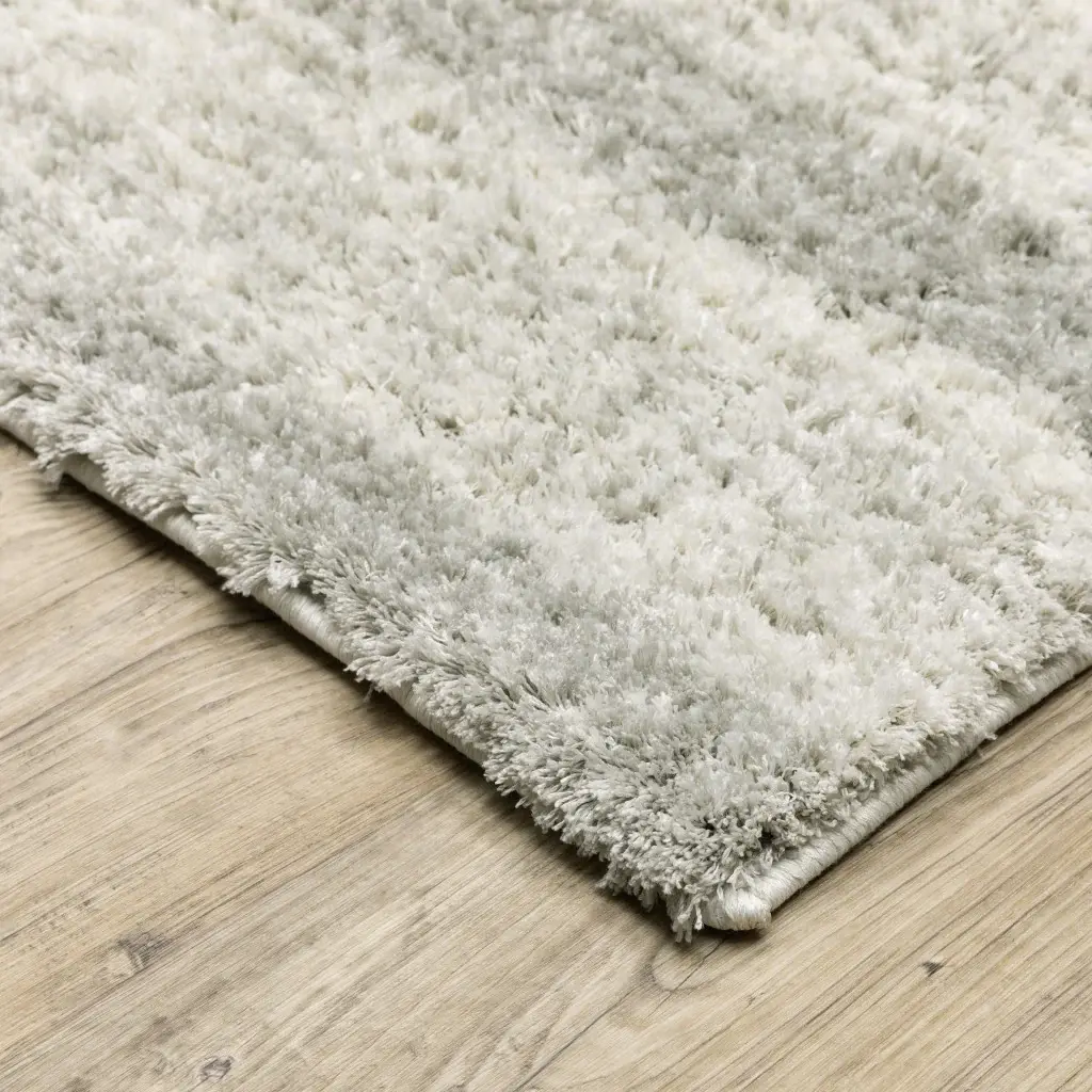 2' X 3' Ivory And Grey Geometric Shag Power Loom Stain Resistant Area Rug - Image 2