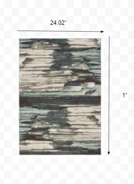 2' X 3' Ivory Blue Gray Abstract Layers Indoor Accent Rug - Image 9