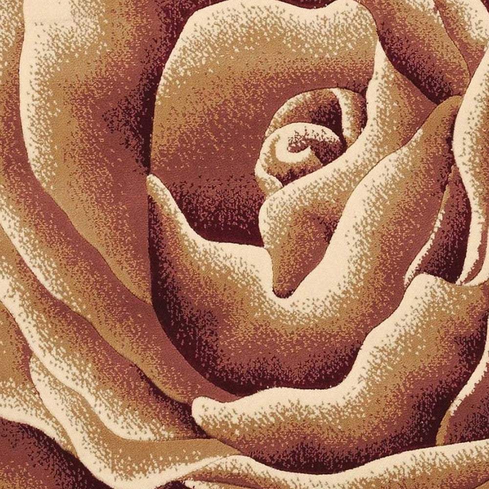 2' X 3' Ivory Machine Woven Hand Carved Oversized Floral Indoor Accent Rug - Image 5