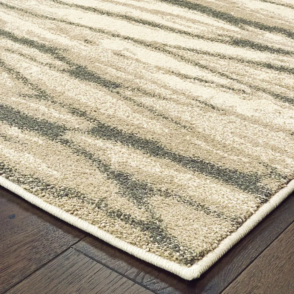 2' X 3' Ivory Sand And Ash Abstract Power Loom Stain Resistant Area Rug - Image 2
