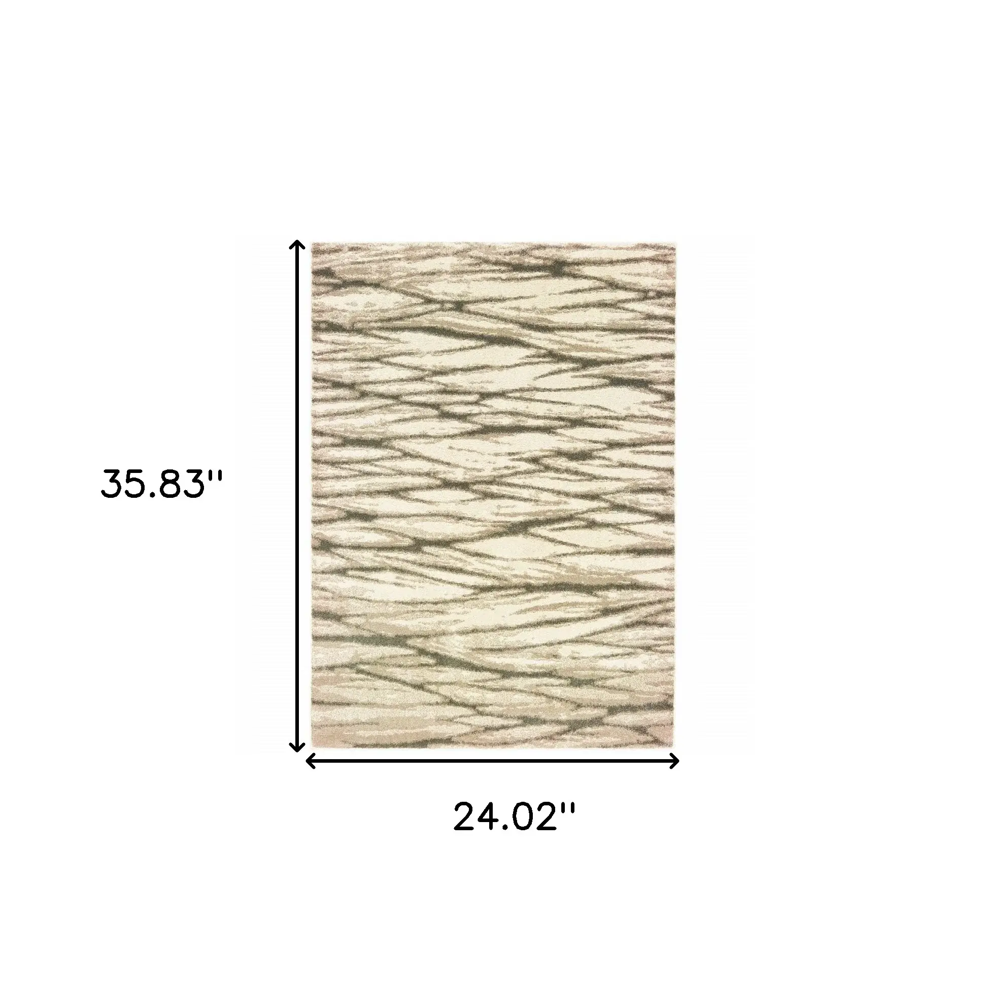 2' X 3' Ivory Sand And Ash Abstract Power Loom Stain Resistant Area Rug - Image 6