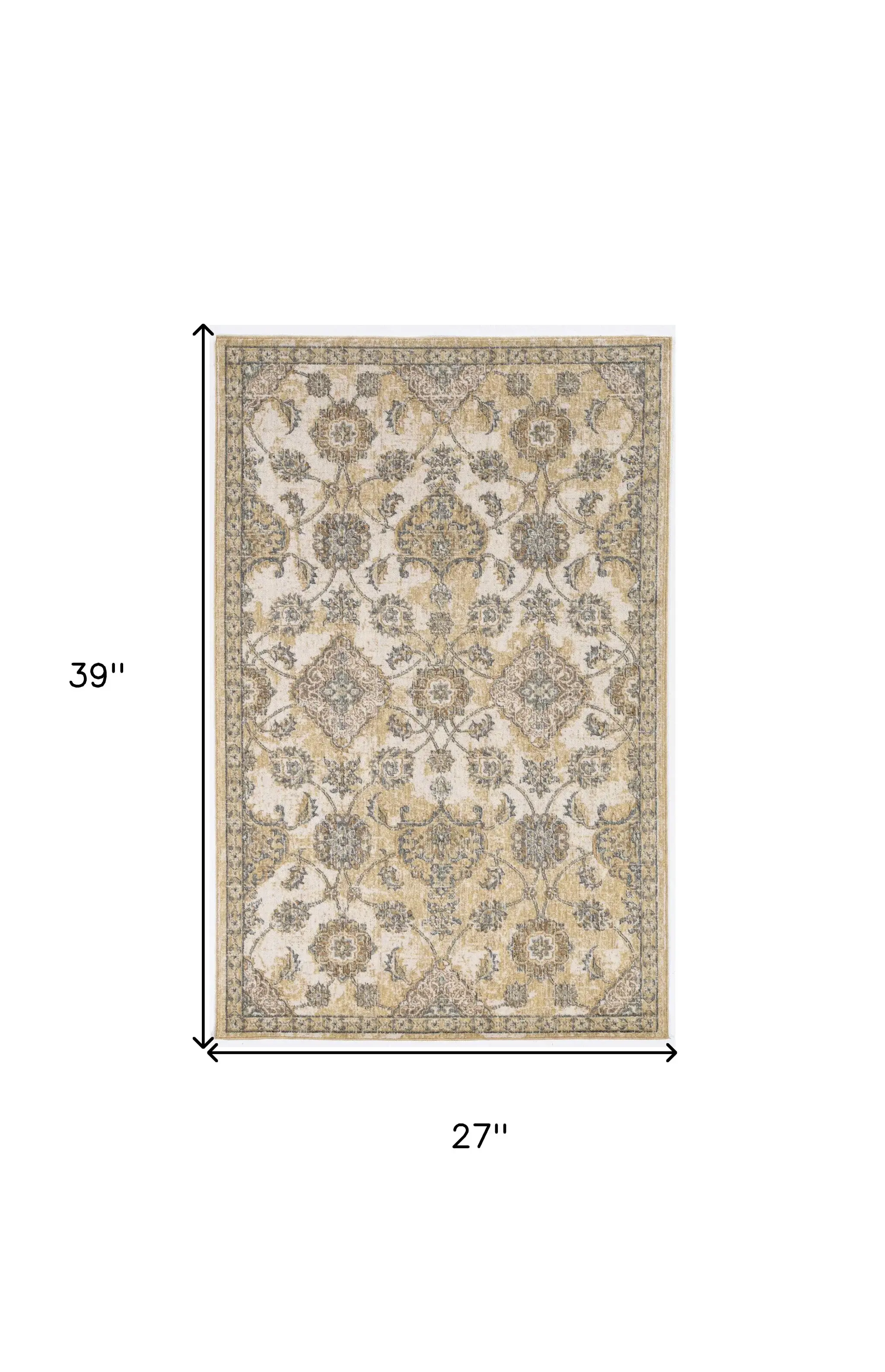 2' X 3' Ivory Wool Floral Vines Area Rug - Image 3