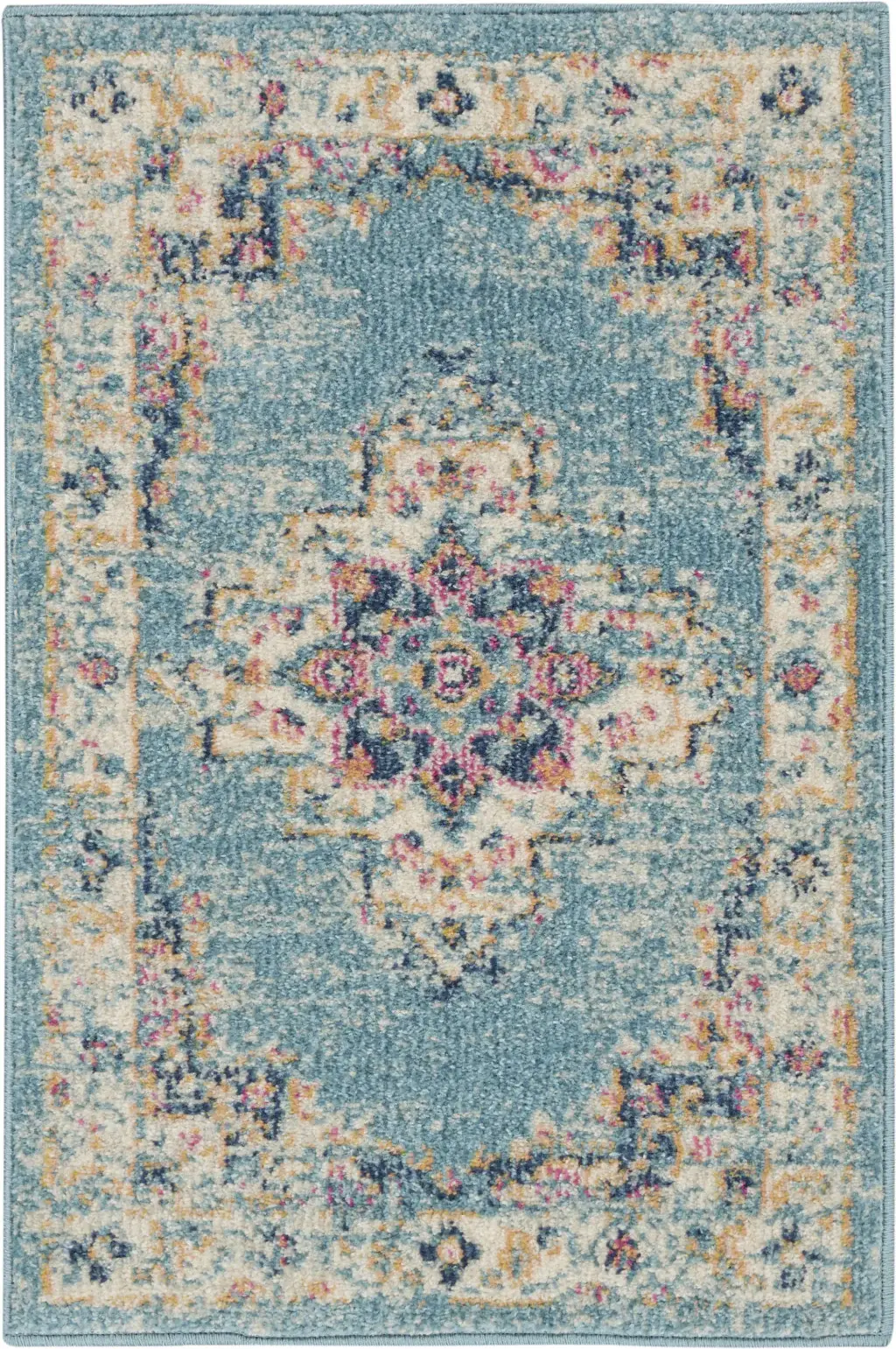 2' X 3' Light Blue Southwestern Power Loom Area Rug - Image 3