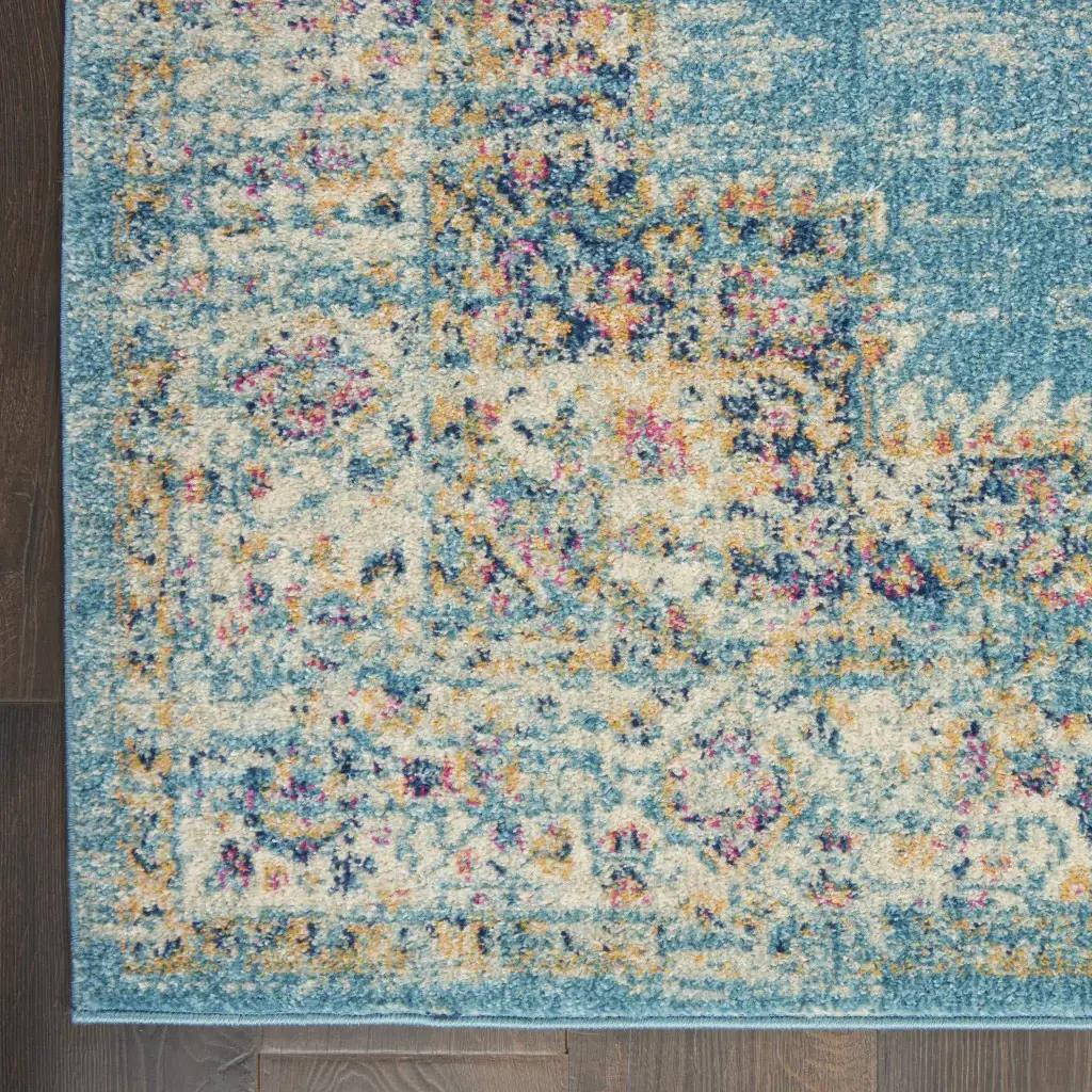 2' X 3' Light Blue Southwestern Power Loom Area Rug - Image 4