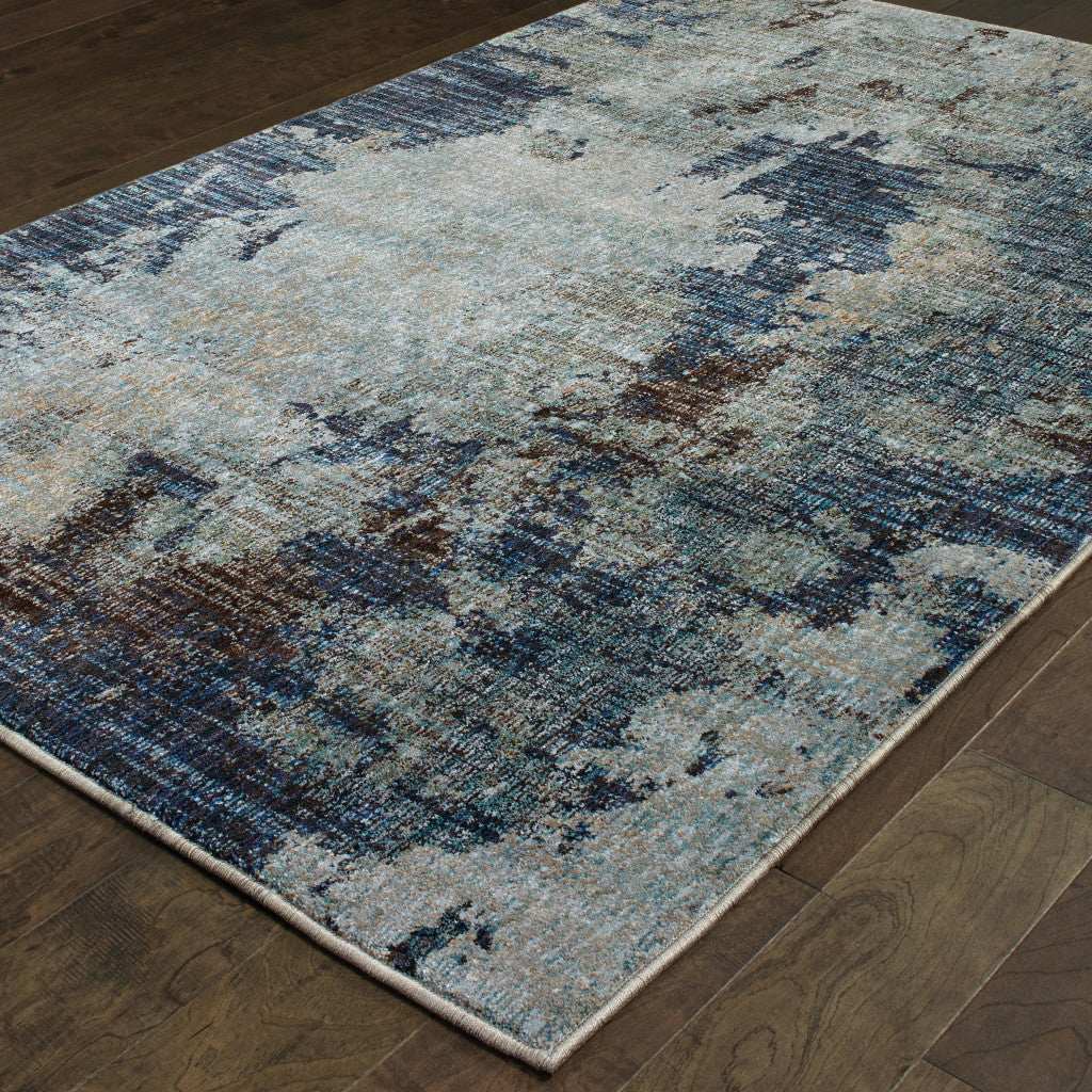 2' X 3' Navy Blue Abstract Power Loom Area Rug - Image 4