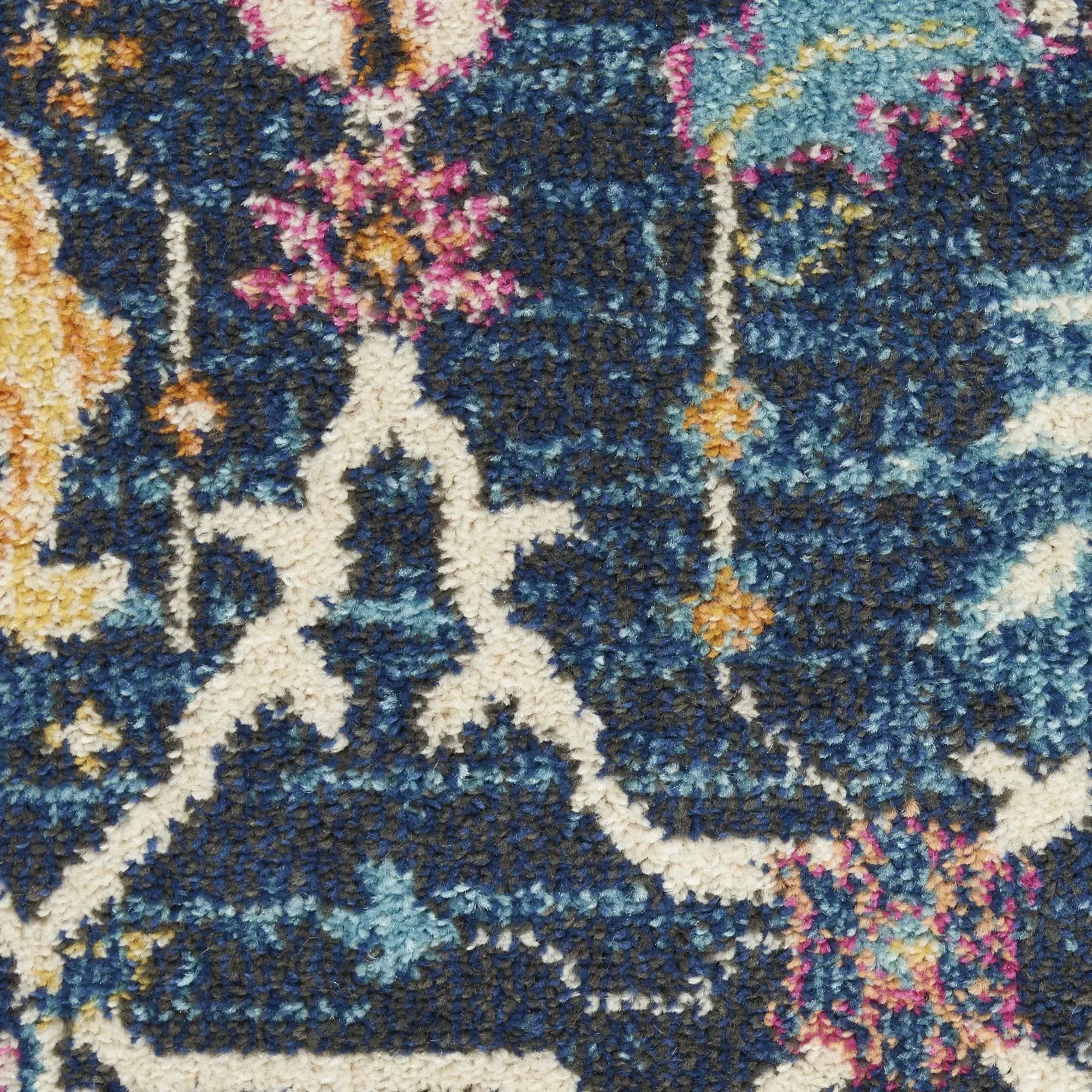 2' X 3' Navy Blue Floral Power Loom Area Rug - Image 4