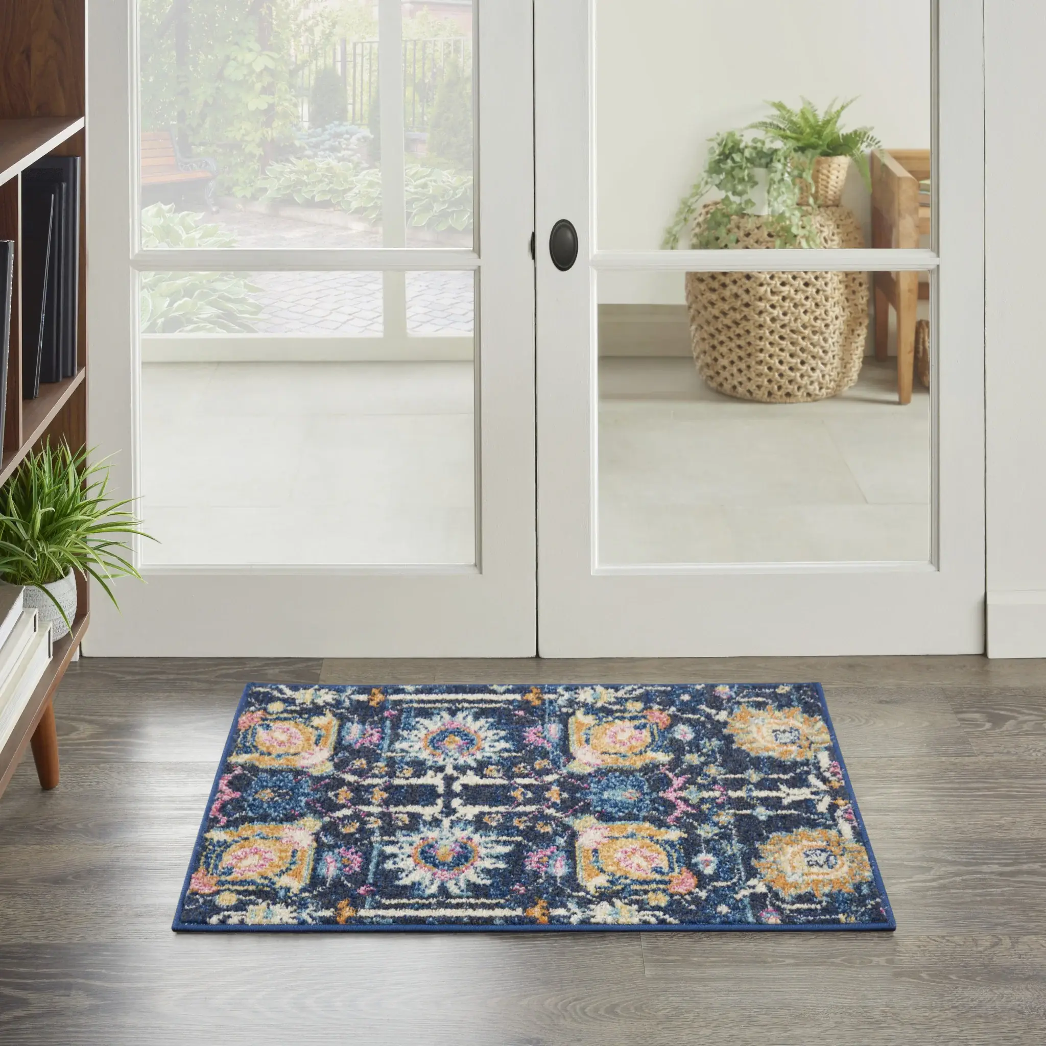 2' X 3' Navy Blue Floral Power Loom Area Rug - Image 8