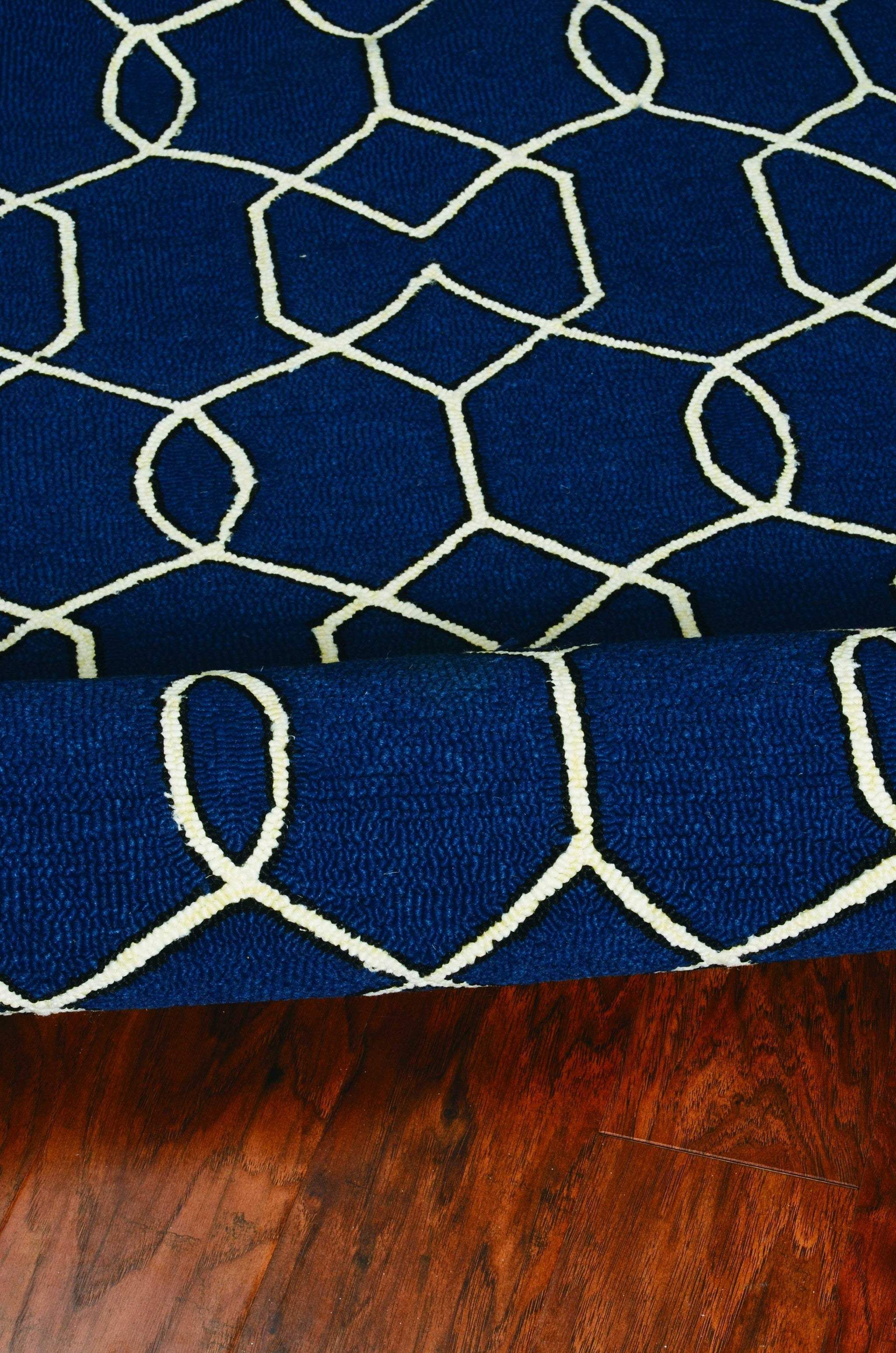 2' X 3' Navy Blue Hand Hooked Area Rug - Image 5