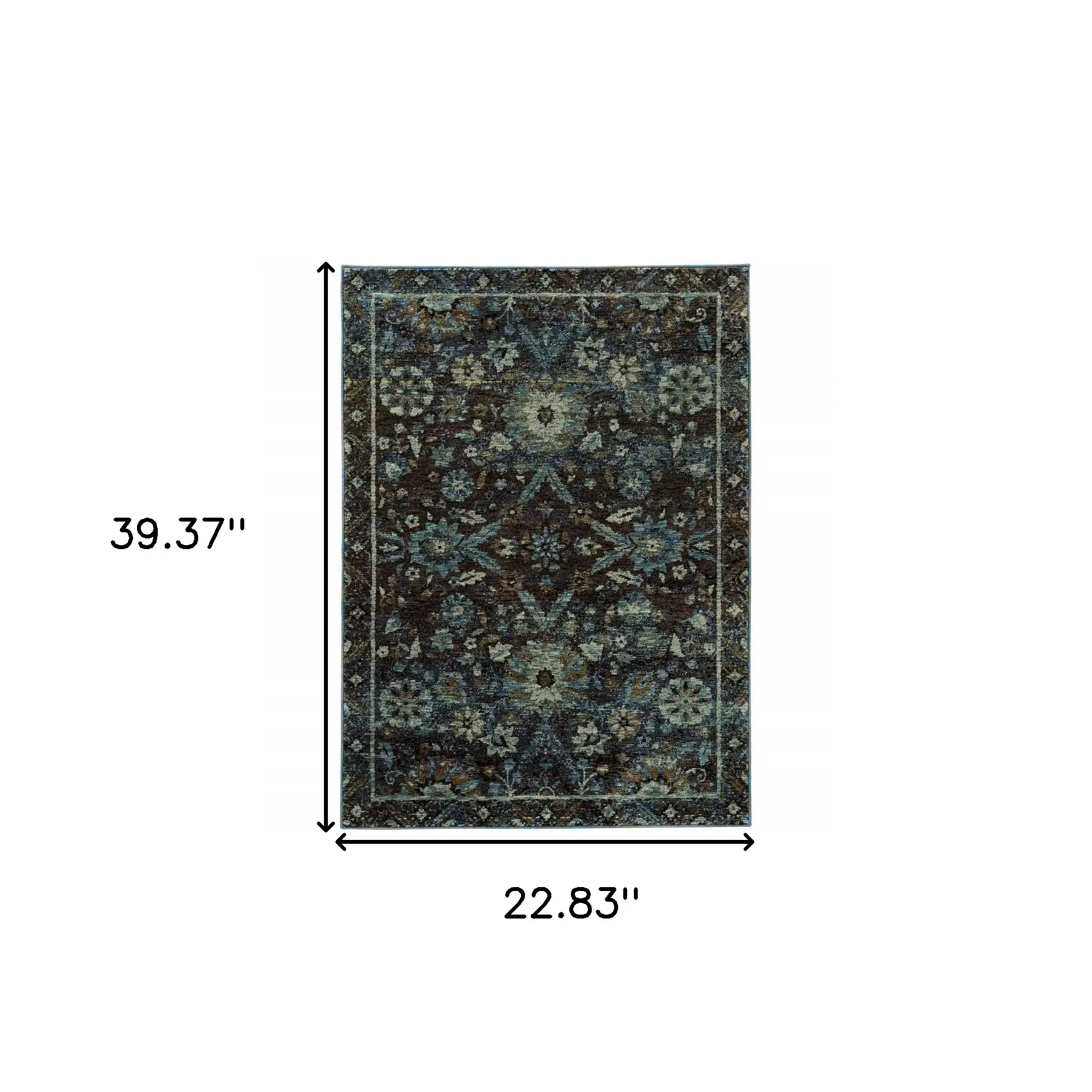 2' X 3' Navy Blue Oriental Power Loom Area Rug - Image 2